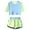 BJUTIR345-Green, variant on Girls 2 Piece Sets Summer Print Short Sleeve Top And Shorts Set Cute Round Neck Pocket Casual Outfit For Teens And Juniors Adorable Matching Set Size 13-14 Years