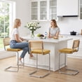 thumbnail image 6 of Zesthouse 26″ Natural Rattan Counter Stools Set of 4, Mid Century Modern Bar Stools with Cane Back & Chrome Legs, Cantilevered Design, Upholstered Velvet Barstools for Kitchen Island, Yellow, 6 of 11