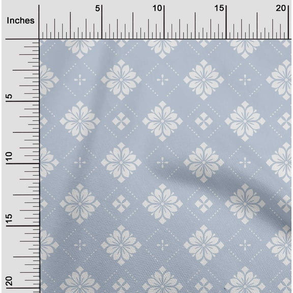 oneOone Silk Tabby Light Gray Fabric Floral & Tiles Moroccan Sewing Craft Projects Fabric Prints By Yard 42 Inch Wide