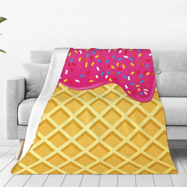 Balery Red Ice Cream Manta de Felpa Suave y Acogedora – Cobija de Franela Aterciopelada para Cama, Lavable y Cálida para Sofá, Mascotas, Transpirable-50"x40"
