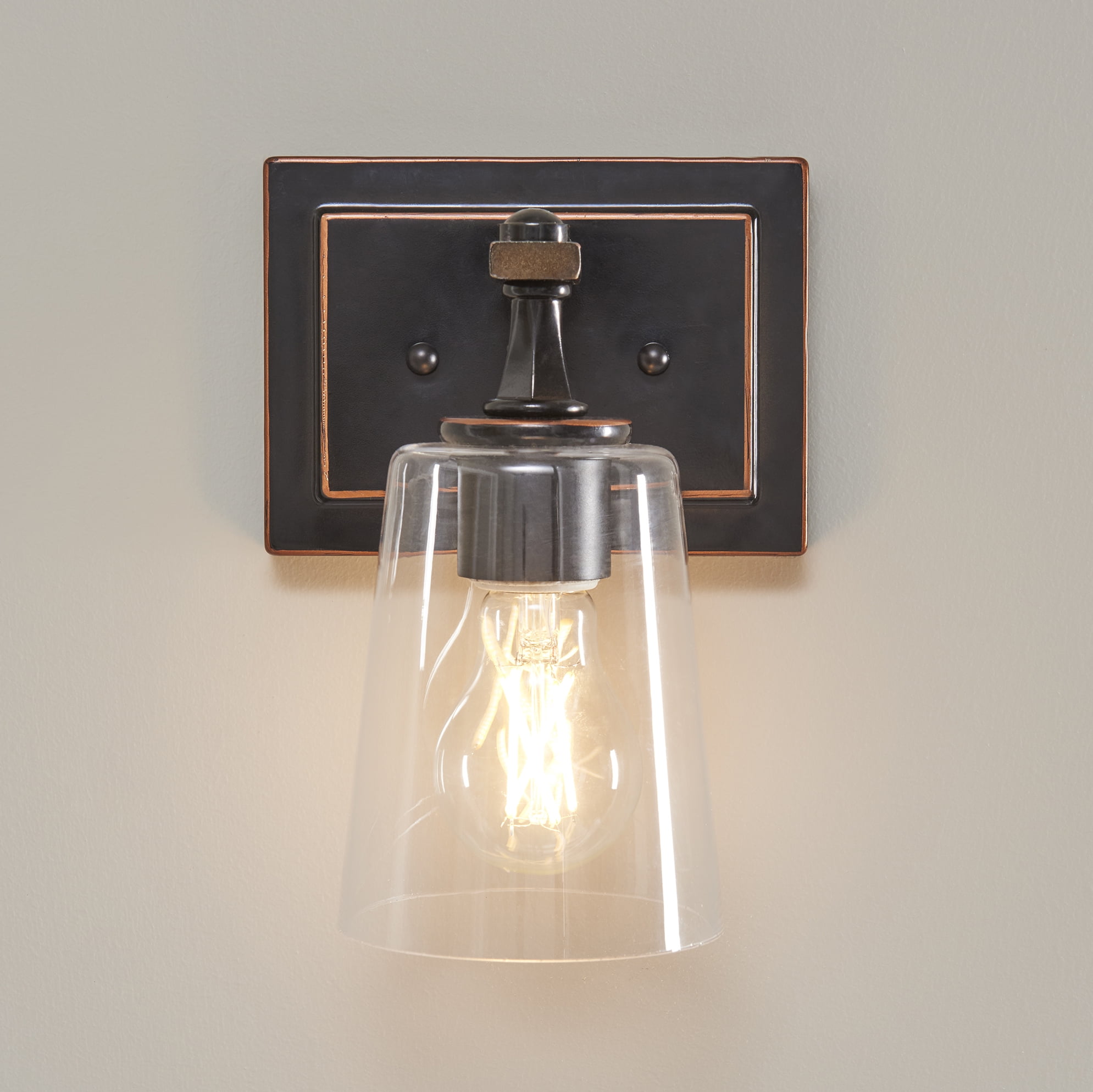 (2 pack) Better Homes & Gardens Modern Wall Scone Vanity Light, Bronze Metal Glass Shades, Bulb Not Included