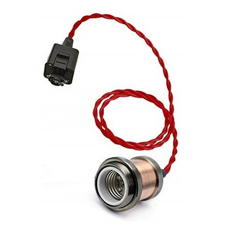 

FSLiving H-Type Track Mini Pendant Light Track Mounted Pendant Light Kit Vintage Style E26 Lamp Socket- Red Twisted Cord Length 24 Inches--1 Light