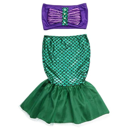Infant Baby Girls Mermaid Tail Dress Top Swimwear Clothes Costume Set