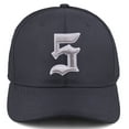 thumbnail image 2 of Daxton Premium Mid Profile Hat Semi Curved Visor Charcoal Cap White Silver Gothic Embroidered, Number 5, 2 of 4