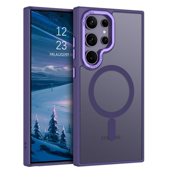 DOMAVER Samsung Galaxy S24 Ultra Étui 6.8 Pouces, Compatible MagSafe, Couverture Mate Translucide, Mince, Antichoc, Protecteur - Violet