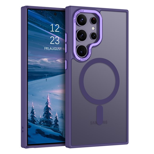 DOMAVER Samsung Galaxy S24 Ultra Case 6.8 Inch, MagSafe Compatible Matte Translucent Cover, Slim Shockproof Protective - Purple