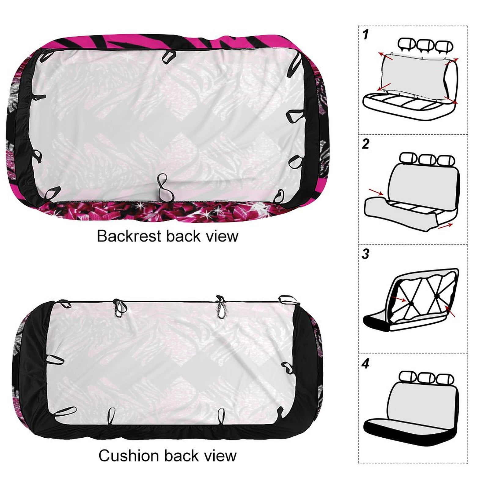 Animal Print Patterns Rear Seat Covers, Car Backseat Protector, Universal Back Seat Vehicle Interior Protector, Fits Most Cars, SUVs, Sedans, Trucks