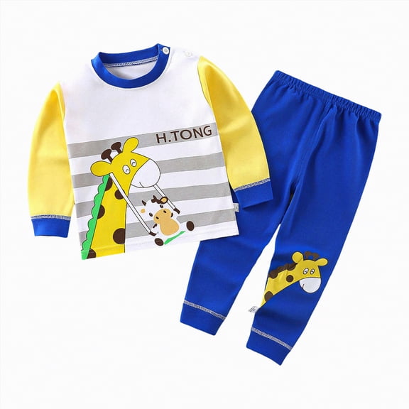 HCNTES Toddler Thermal Underwear Set for Kids - Winter Base Layer Long for Boys Girls Long Underwear(6-12 Months,a283-Dark Blue)