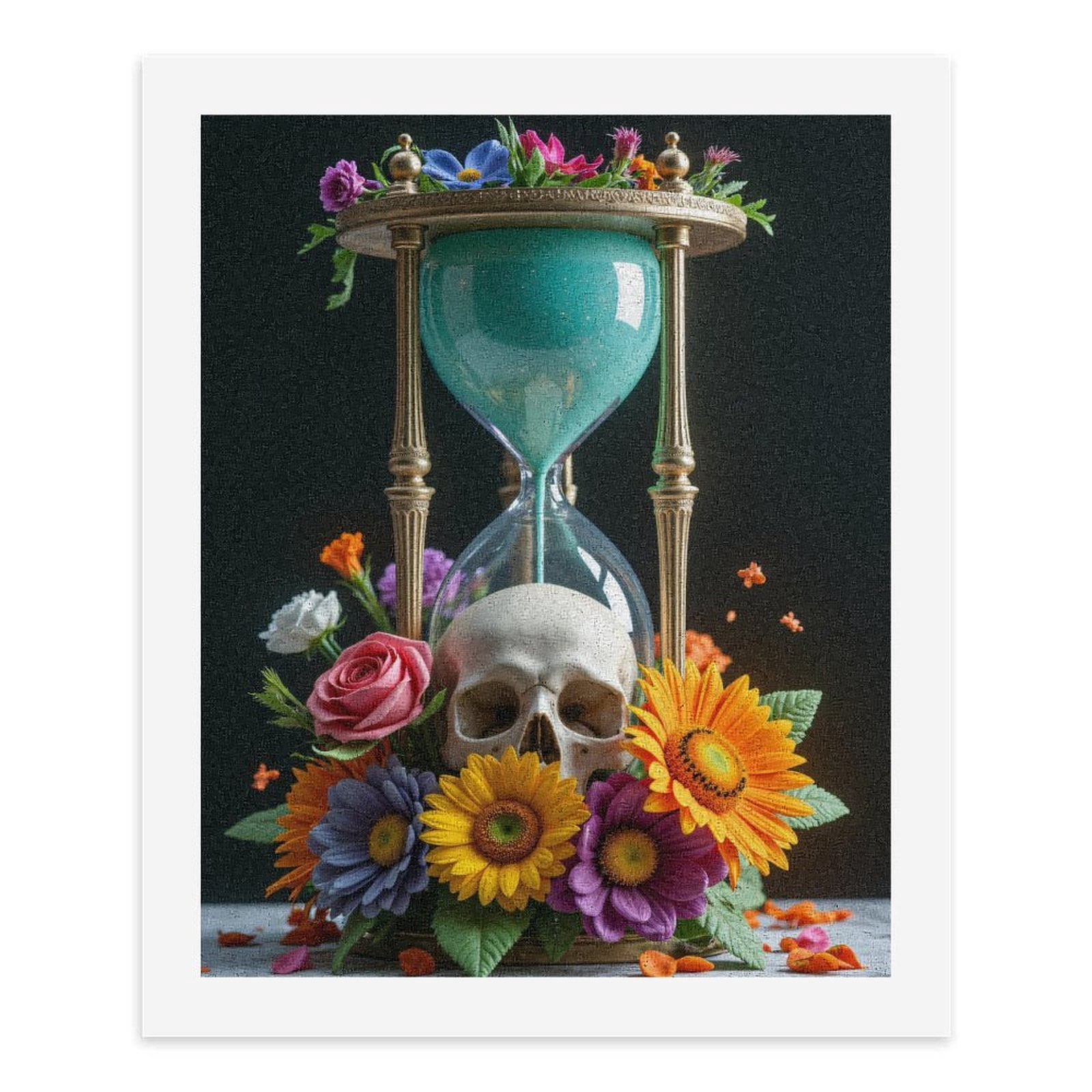 Paint by Numbers Kit for Adults, Hourglass Skull Flowers Arrangement Paint by Numbers, Easy Paint by Numbers Kit for Adults Beginner, DIY Adult Paint by Number Kits on Canvas, 12x16in Home Decor