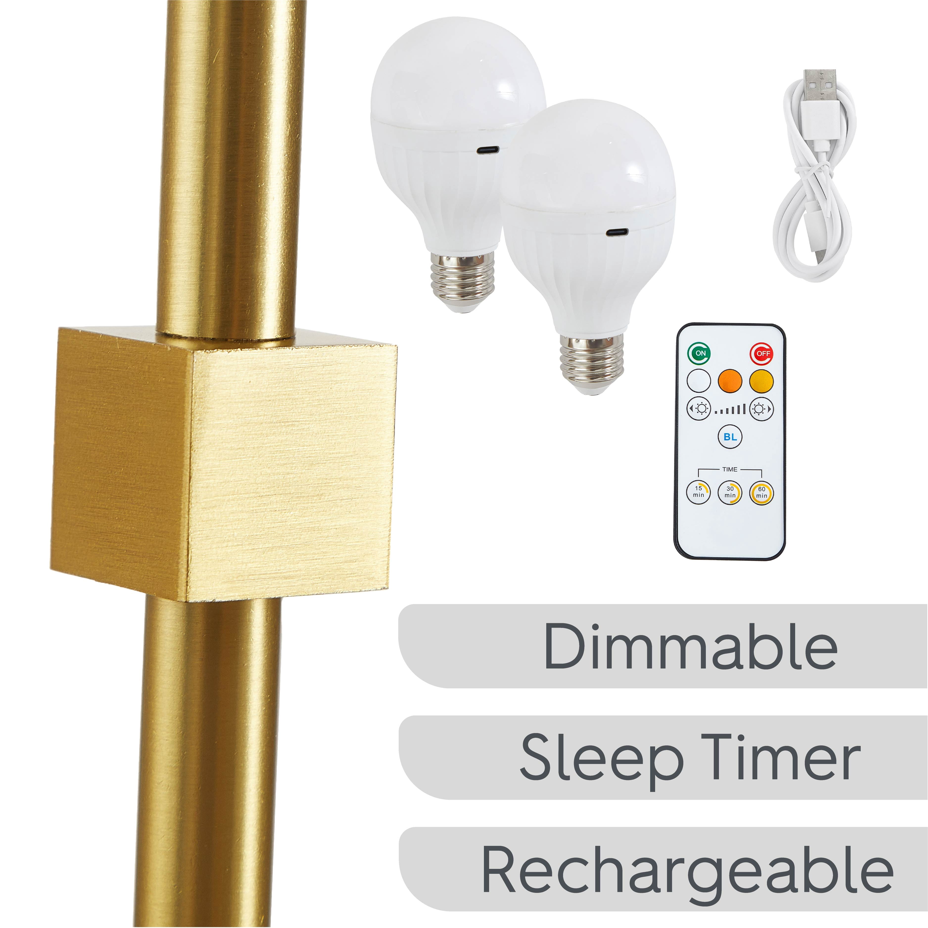 Better Homes & Gardens Contemporary Indoor 2-Pack Convertible LED Sconce Table Lamp, Gold