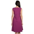 thumbnail image 3 of YELETE Lady's Sleeveless Comb-Cotton A-Line Dress with Pockets, Plum S, 3 of 4