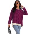 thumbnail image 5 of DARING DIVA Women's Striped Oversized Crew Neck Long Sleeve Sweatshirt M Red Blue, 5 of 7