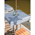 thumbnail image 2 of Outdoor Tablecloth with Umbrella Hole for Patio/Picnic/Party/Camping, Light Blue Starfish Waterproof Table Cloth Square Cover Washable, Coastal Summer Beach Ocean Striped (60"x 60"), 2 of 9