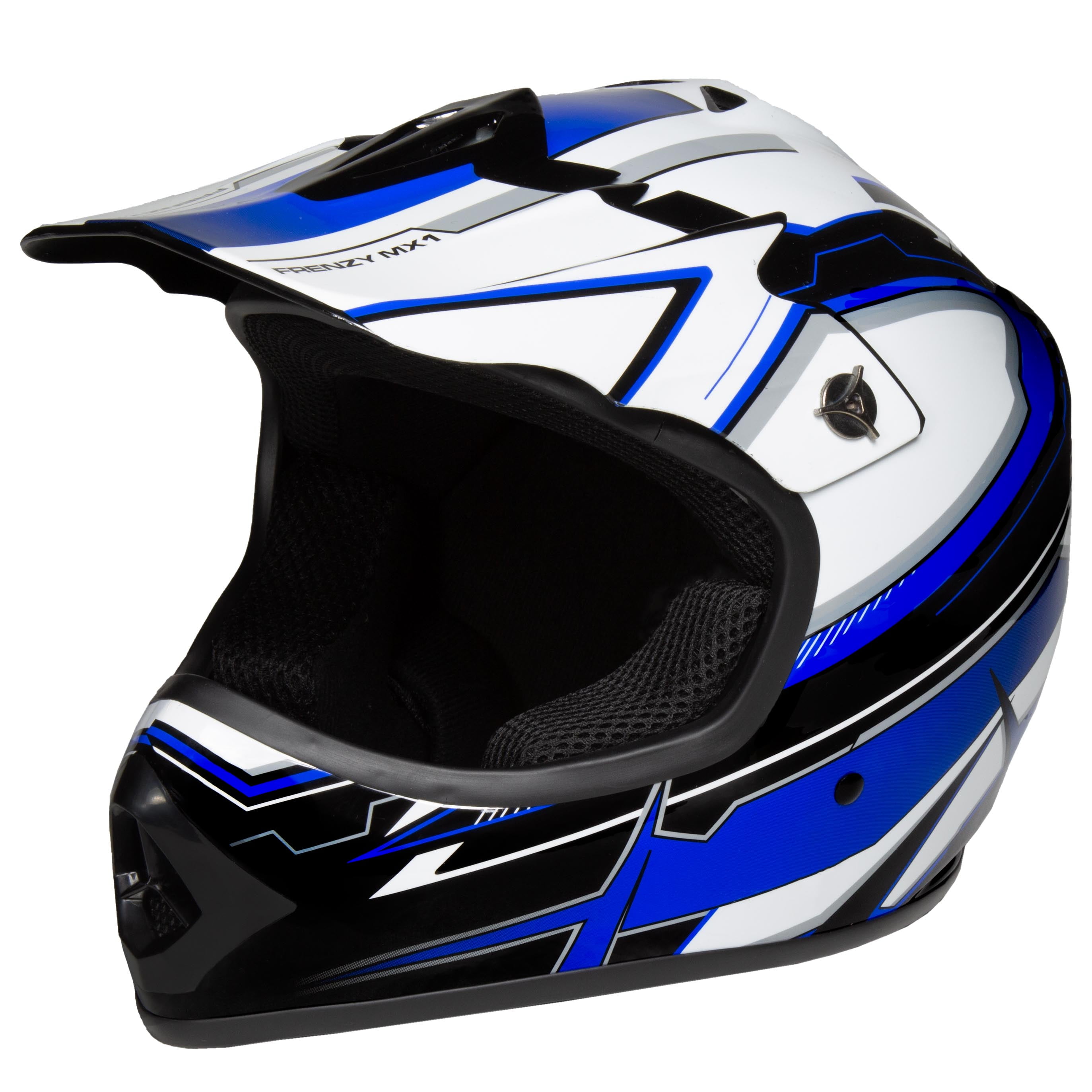 AS1698 BNWT Aust Std Kids Size Motocross Helmet XS-XL Blue & Blue Goggles