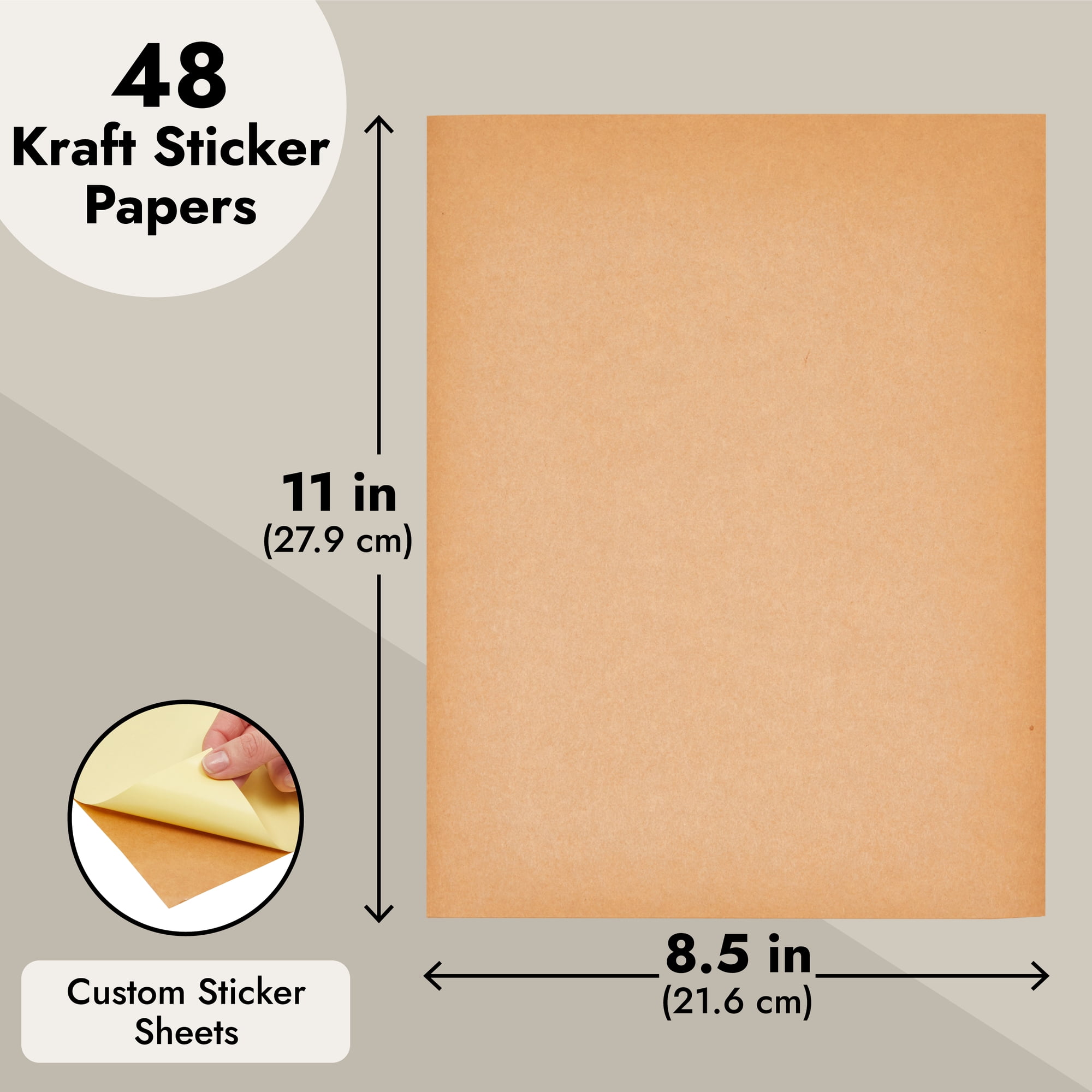 Sticker Paper, 100 Sheets, Brown Kraft