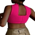 thumbnail image 2 of Haut Tube Tricoté à Col Halter pour Femmes Été Sans Manches Crop Top Ajusté Dos Nu, 2 of 6