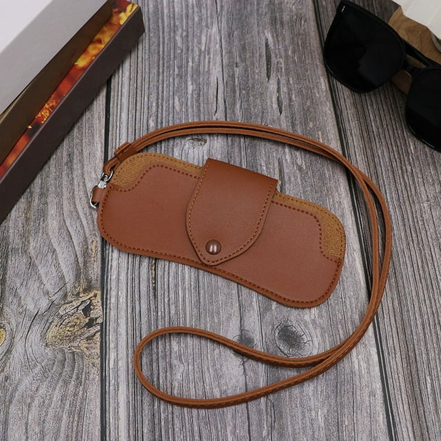 Étui de Rangement Portable pour Lunettes, Housse de Protection pour Lunettes - Pochette de Voyage Compacte Convient aux Lunettes de Soleil et aux Petits Articles, Légère et Durable (1 Paquet) Akmoler / Pu, Brun
