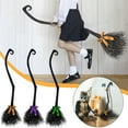 thumbnail image 2 of 54" Halloween Witch Broomstick with 3 Colorful Ribbons - Wicked Witches Broom for , Party Decor, Halloween Props for Kids & Adults, Wizard Themed Layout Decorations, 2 of 9