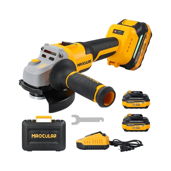 MAXCULAR Cordless Angle Grinder 4-1/2-Inch to 5-Inch,2x4.0 AH Battery Grinder Tool,9600 RPM Brushless Power Grinder,3 Variable Speeds Metal Grinder w
