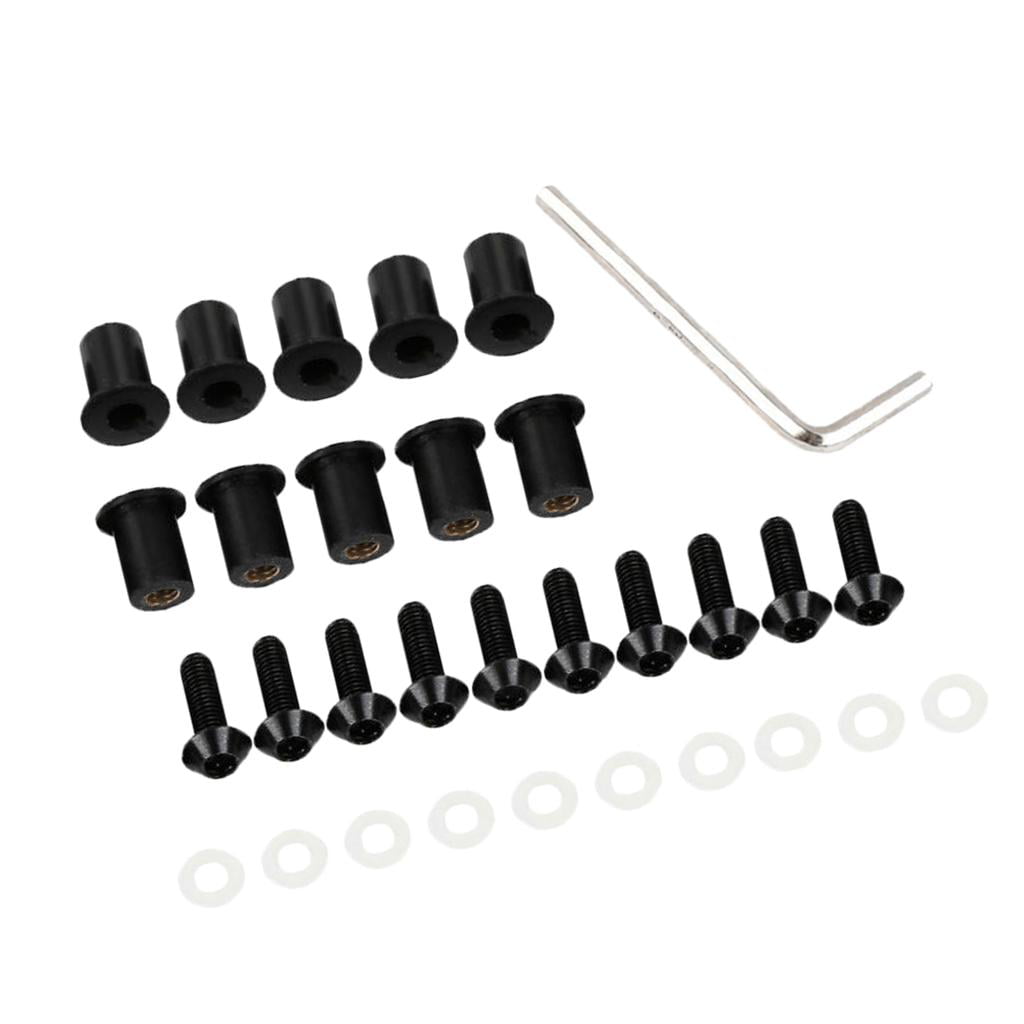 10x Motorcycle Windscreen Windshield Bolt Kit Rubber Well Nuts/ Bolt/ Washer 