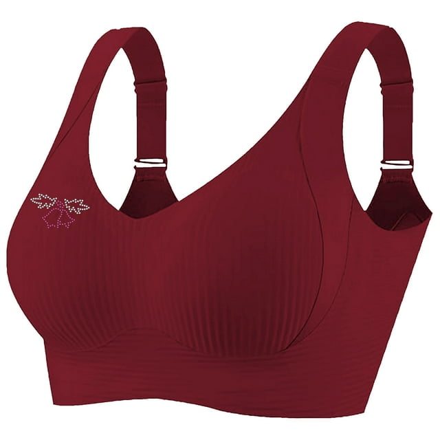 Women's Adjustable Ribbed Bra - Wireless Seamless Bralette | Lightweight Full Coverage with Wide Straps for Large Bust Support