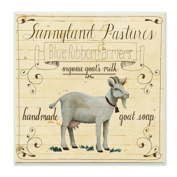Stupell Industries Rustic Farm Goat Milk Advertisement Vintage Tan Wall Plaque by Grace Popp