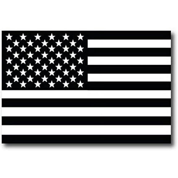 Black and White American Flag 3" x 5" Decal - in Support of Our Firefighters and Local Fire Departments