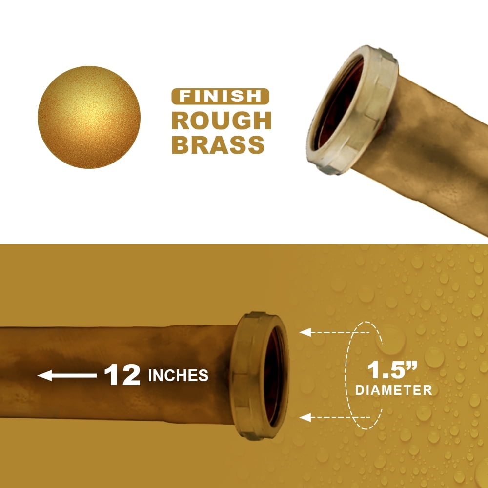 Highcraft 20-24122 Slip Joint Extension Tube for Tubular Drain Applications, 1-1/2 in. x 12 in., 20GA Brass
