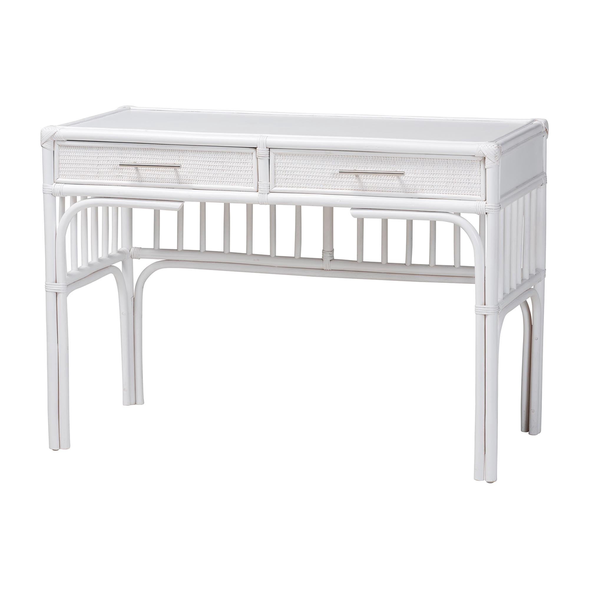 bali & pari Onella Boho Desk, 2-Drawer, White