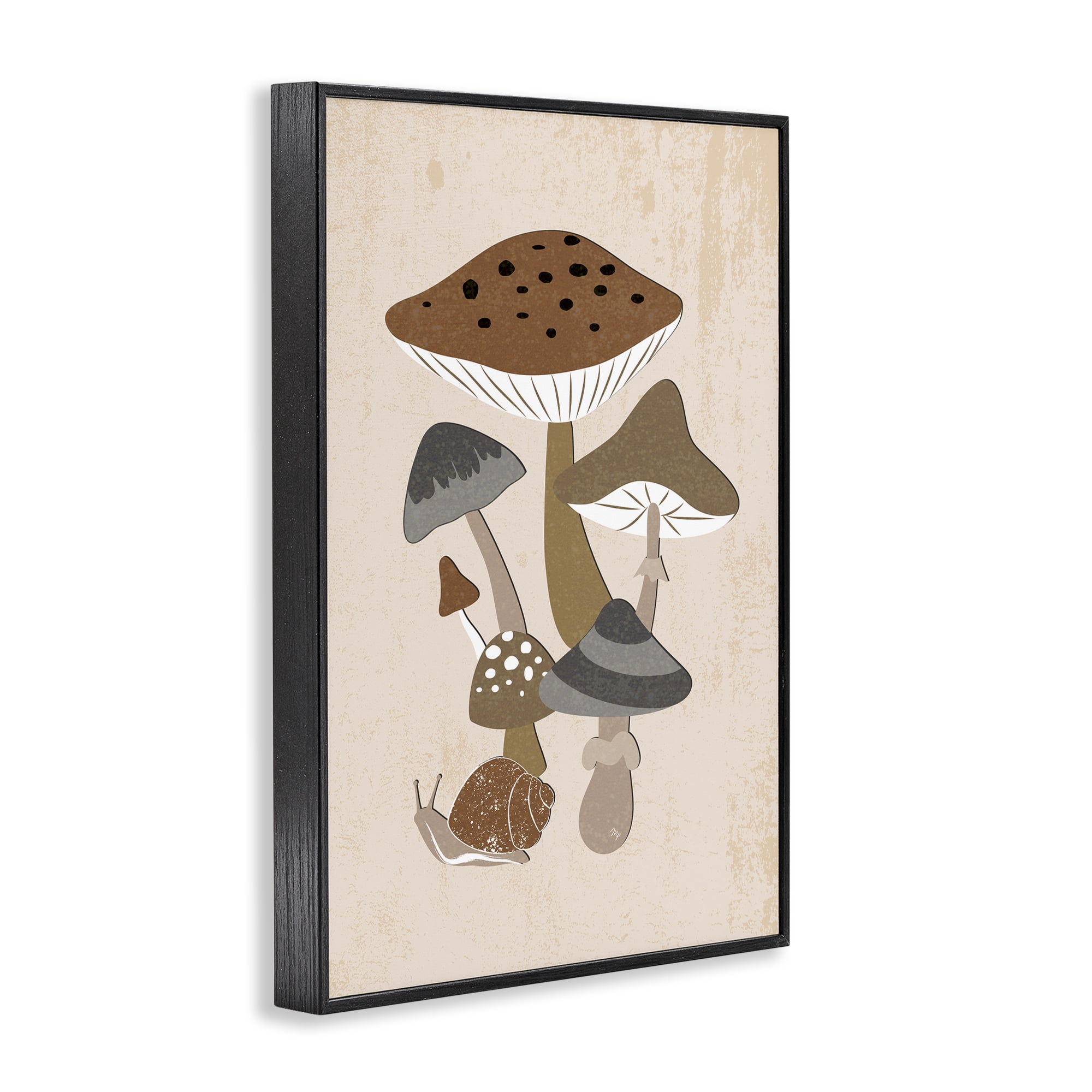 Stupell Industries Earthy Fungi Mushrooms & Snail Black Framed Giclee Art, design by Martina Pavlova