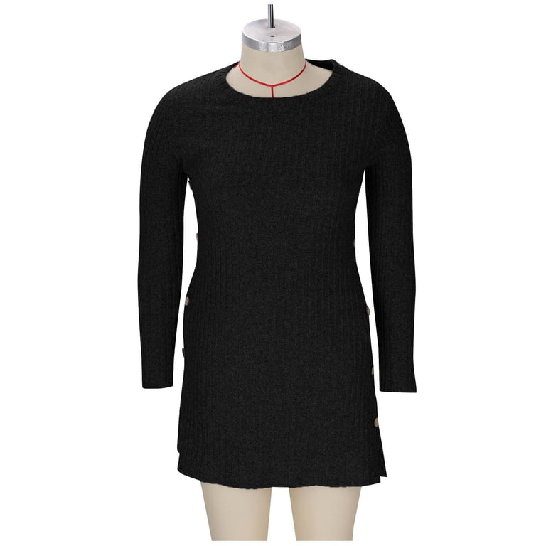 navy blue dress for baby girl Long Sleeve A-Line Mini Dress in Black - 10 / Regular main image 0