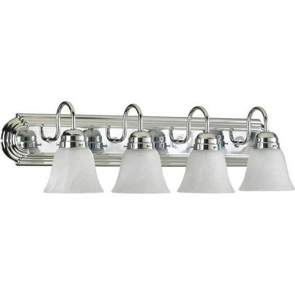 4 Light Vanity Light in Bailey Street Home Home Collection Style 30 inches Wide By 8 inches High-Chrome Finish-Fau Alabaster Glass Color Bailey Street