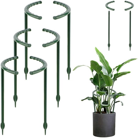 6PCS Plant Support Stakes Plastic Garden Plant Stakes Green Half Round ...