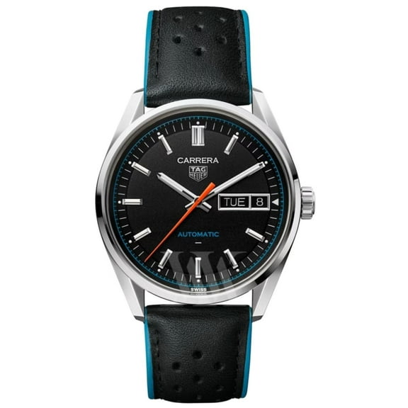 Tag Heuer Carrera Day-Date Automatic Black Leather Strap Men's Watch WDA2110.FC6614