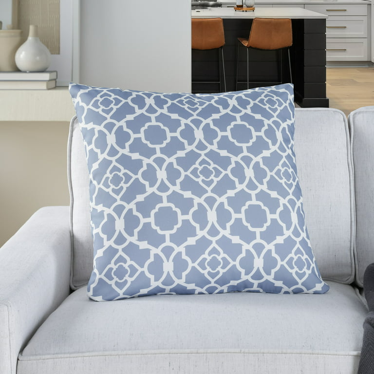 Waverly Pillows Lovely Lattice 20 x 20 Ocean Indoor/Outdoor Washable  Throw Pillow 