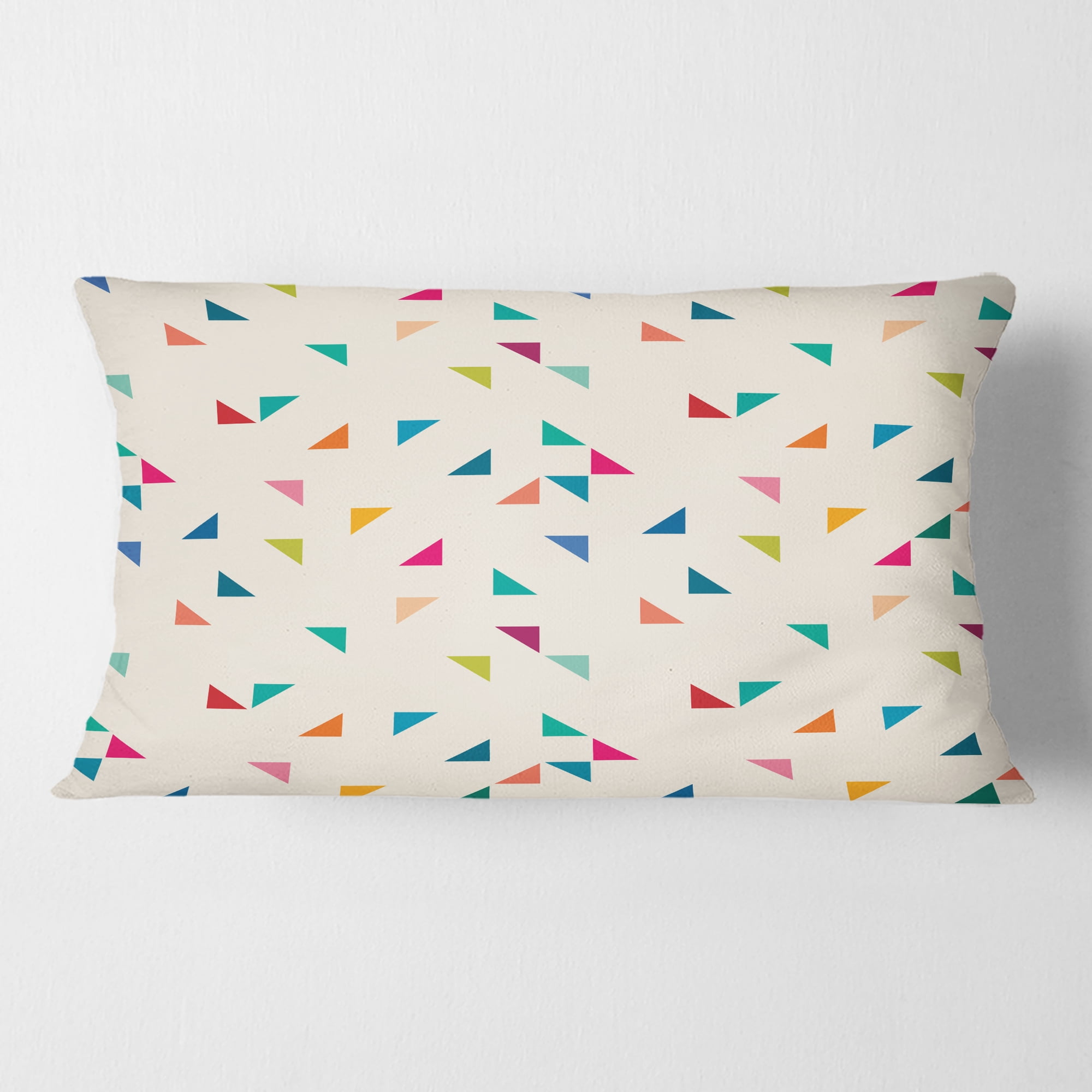 Designart Abstract Triangular Retro Pattern I' Mid-Century Modern Throw Pillow - 12x20