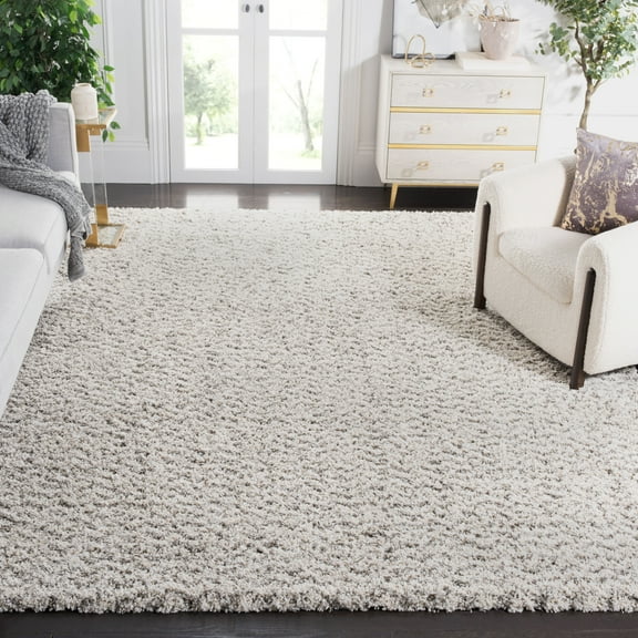 SAFAVIEH Hudson Merrilyn Chevron Shag Area Rug, Ivory/Grey, 8' x 10'