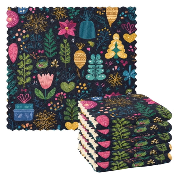 6 Pieces of Kitchen Towels 11x11Inch Kitchen Dish Cloths Kitchen Dish Towels Reuseable Cleaning Cloths Beautiful Christmas Decorations