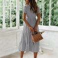 thumbnail image 6 of MYAOYI Women's Dresses Boho Flowy Midi Dress Square Neck Short Sleeve Ditsy Floral Tiered Casual Summer Dress, 6 of 7