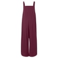 thumbnail image 4 of Womens Cotton Linen Adjustable Casual Summer Bib Overalls Jumpsuits with Pockets Purple 4XL, 4 of 5