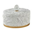 thumbnail image 1 of Benzara BM240880 Jewelry Box with Baroque Scroll Design & Crystal Accent, White, 1 of 5