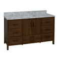 thumbnail image 2 of California 60" Single Bathroom Vanity with Walnut Cabinet and Carrara Marble Top, 2 of 6