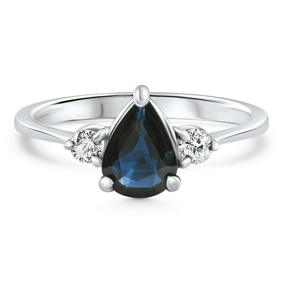 Pompeii 1Ct Genuine Blue Sapphire & Diamond Engagement Anniversary Ring 10k Gold (G/H,I1)