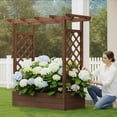thumbnail image 4 of Ktaxon 43.3in Raised Garden Bed with Arched Pergola, Elevated Carbonized Wood Planter for Patio & Backyard, 4 of 9