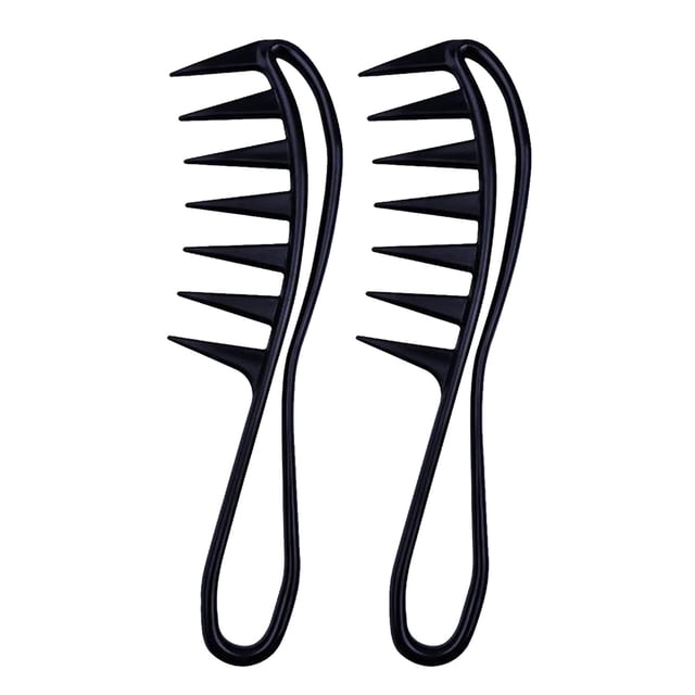 2 unidades de peine de peluquería de plástico de púas anchas para cabello rizado, peine de masaje para cabello negro