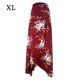 thumbnail image 1 of Falda larga con estampado floral Ropa de verano para mujer Falda con abertura con cordones, Rojo vino, XL sidaley AP001656-08, 1 of 7