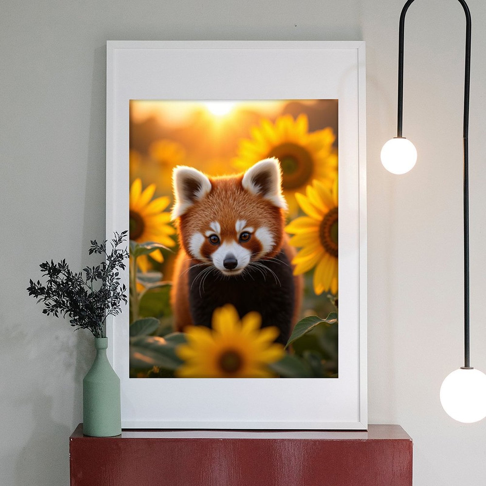 Diamond Art Kits for Adults - 5d Red Panda Among Sunflowers Sunset Diamond Painting for Adults, Diamond Art for Adults Beginners, Diamond Painting Kits for Adults for Home Wall Decor
