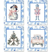 Hieng Vintage Christmas Wall Art Decor Set of 4 Retro Winter Holiday Xmas Artwork Poster Christmas Tree Snowman Wall Decor for Home Farmhouse Bedroom Gallery Decorations Unframed
