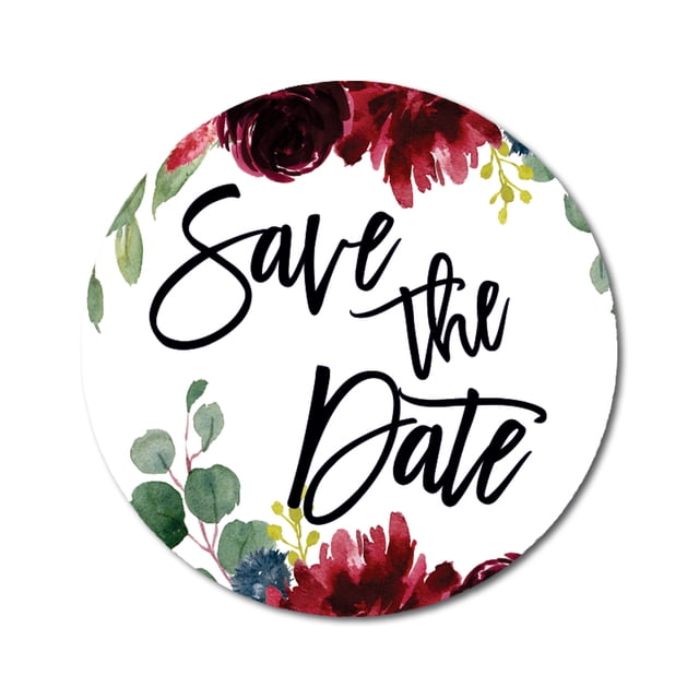 Darling Souvenir Round 1.6 Inches Rose Floral Border Save The Date Stickers Wedding Gift-45 Pcs