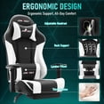 thumbnail image 4 of JONPONY Big and Tall 500LBS Gaming Chair with Footrest and Lumbar Support, High Back Ergonomic Recliner,Height Adjustable Leather Computer Desk Chair for Home Office, White, 4 of 8